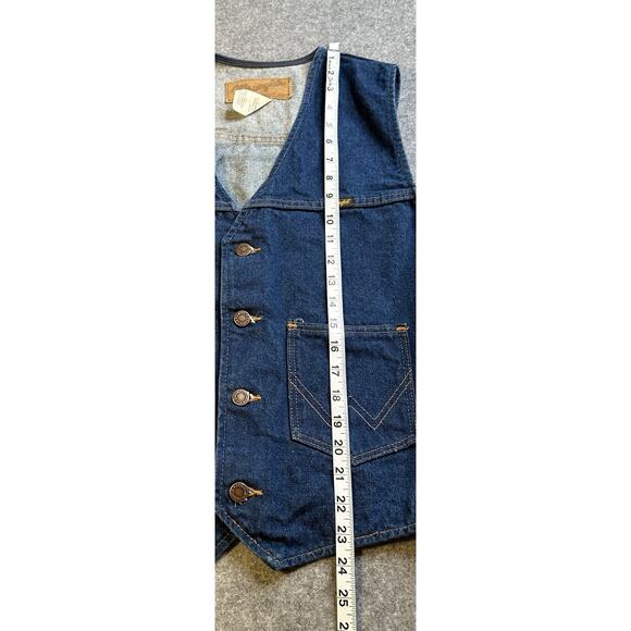 Vintage Wrangler Vest Mens Large Dark Wash Denim Authentic Jacket Western Vest - Picture 5 of 7